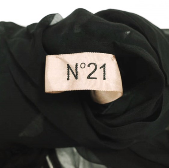 新品 N°21 ヌメロヴェントゥーノ 23SS ドレープシフォンシルクブラウス 23SW-G041-5586 38 定価126500円 ストール付き シースルーシャツ_3