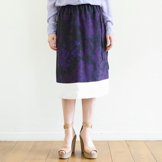 新品 DRIES VAN NOTEN ドリスヴァンノッテン 23SS SCOTTA 6118 W.W.SKIRT フラワープリント レーヨンスカート 34 PURPLE 定価86,900円