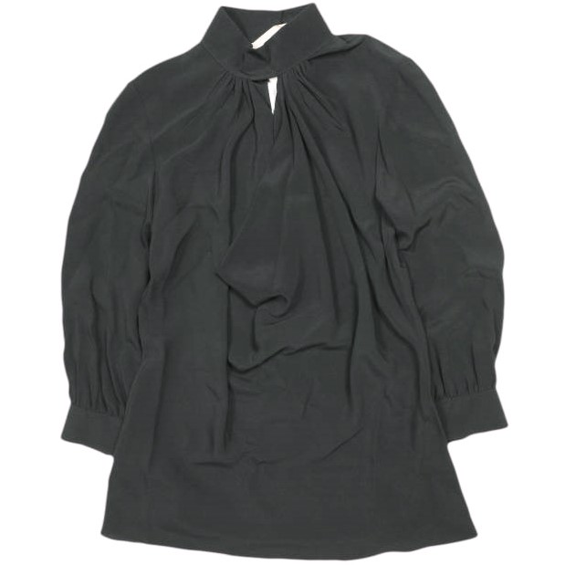 新品 N°21 ヌメロヴェントゥーノ 23SS アセテートシルク オープンネックブラウス 23S-G041-5111 40 BLACK 定価64,900円 長袖 シャツ