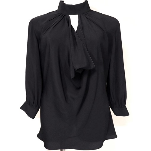 新品 N°21 ヌメロヴェントゥーノ 23SS アセテートシルク オープンネックブラウス 23S-G041-5111 40 BLACK 定価64,900円 長袖 シャツ 新品 N°21 ヌメロヴェントゥーノ 23SS アセテートシルク オープン