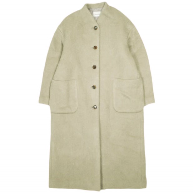 Steven Alan スティーブンアラン 22AW MOHAIR SHAGGY LONG COAT モヘヤシャギーロングコート 8225-299-0389 S カーキ ノーカラーリバー