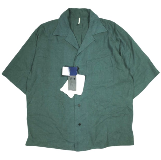 新品 ms braque エムズブラック 日本製 SOLID ALOHA SHIRT ソリッド アロハシャツ 181310 40 GREEN 半袖 開襟 オープンカラー トップス