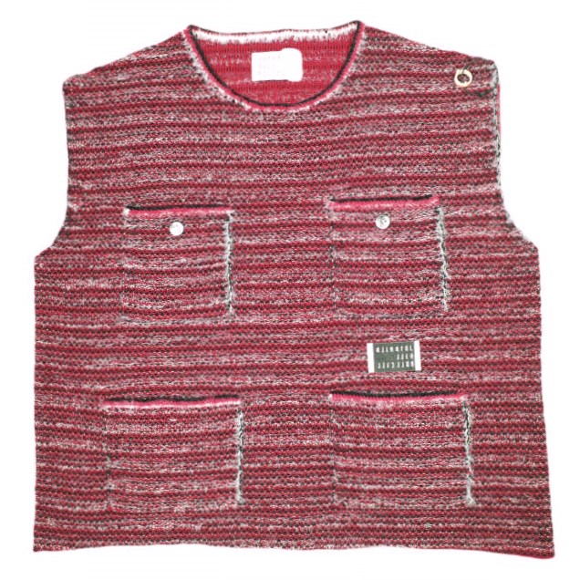 JUVENILE HALL ROLLCALL ジュベナイルホールロールコール 23AW オーバーサイズラメニットベスト 1953 Free RED セーター トップス