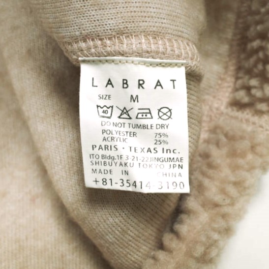 LABRAT ラブラット BOA FLEECE ANORAK JACKET ロゴ刺繍 ボアフリースアノラックパーカー M ピンク BERBERJIN ベルベルジン トップス【中古】【LABRAT】 LABRAT - LABRAT ラブラット BOA FLEECE ANORAK JACKET ロゴ刺繍 ボア