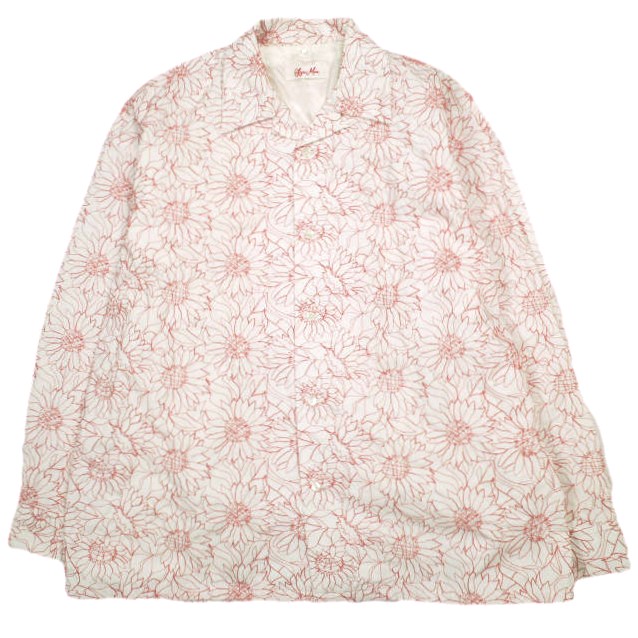 SYUMAN. シュウマン 23SS 日本製 Sunflower Open Collar Shirts ひまわり刺繍 オープンカラーシャツ AD23ss-06 1 WHITE/RED 定価55,000円