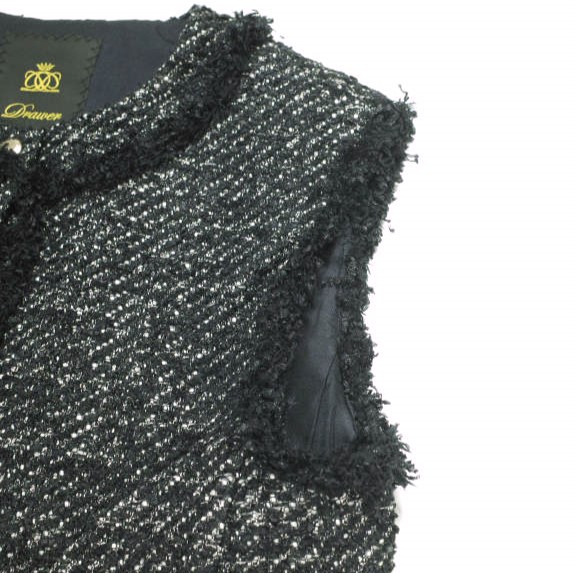 Drawer ドゥロワー 24AW 日本製 FALL1 ツイードフリンジジレ 6522-299