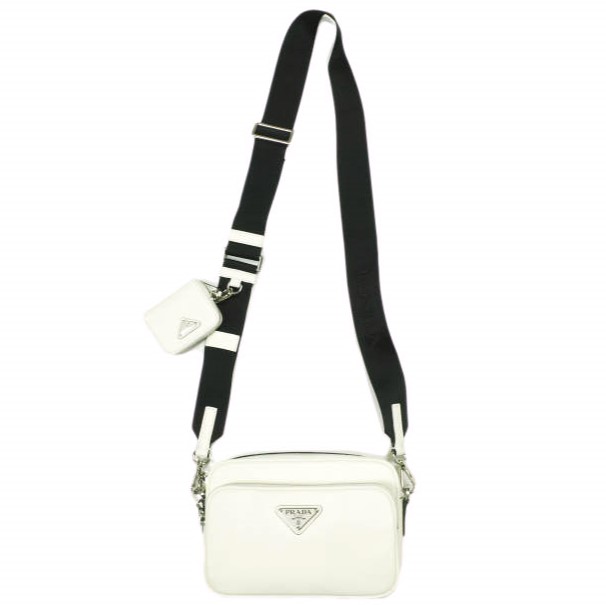新品 PRADA プラダ イタリア製 サフィアーノレザー ショルダーバッグ 2VH170 WHITE(FOPG7 BIANCO) トライアングルロゴ カバン