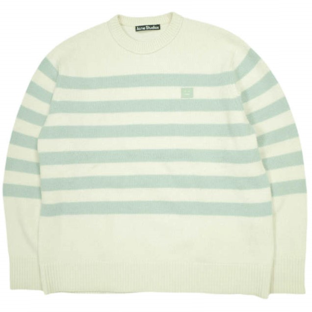 Acne Studios アクネストゥディオズ Striped Face Patch Sweater フェイスパッチボーダークルーネックニット FA-UX-KNIT000035 S Beige