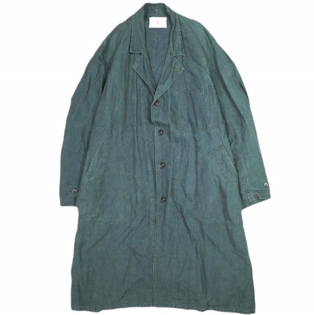 OUTIL ウティ 日本製 MANTEAU PUPILLIN インディゴリネンチェスターコート 2 Black Indigo アウター