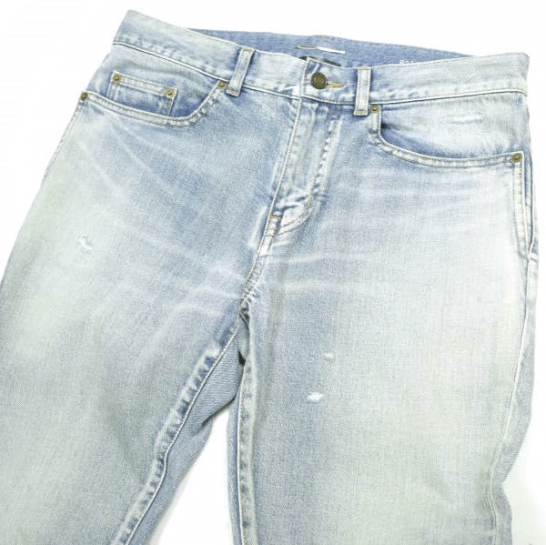SAINT LAURENT サンローラン 日本製 D02 SKINNY-FIT JEANS ダメージ加工スキニーデニムパンツ 527389 YJ507 31 SANTA MONICA BLUE SAINT LAURENT サンローラン 日本製 D02 SKINNY-FIT JEANS ダメージ
