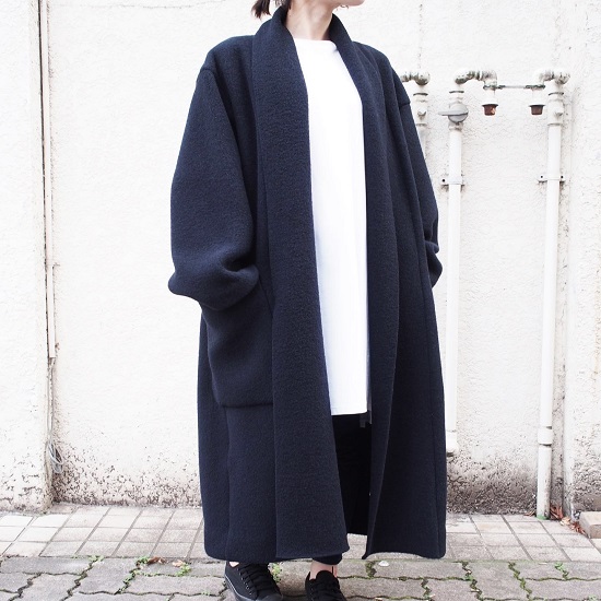 ATON エイトン 日本製 WOOL FLEECE ROBE COAT ウールフリースローブ