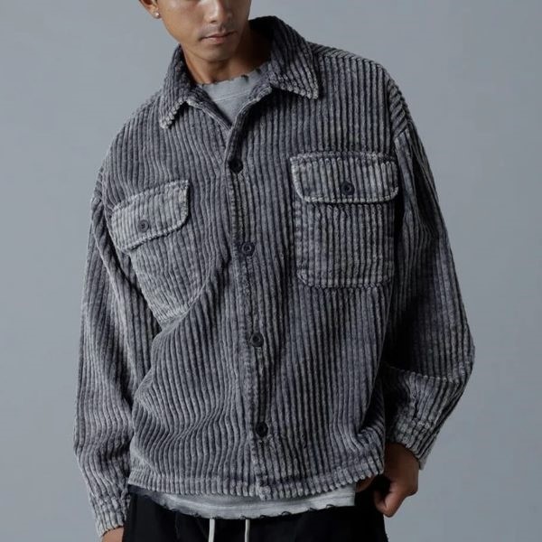 新品 Danke Schon ダンケシェーン 25AW 2.5W CHEMICAL CODUROY SHIRT ケミカルコーデュロイシャツ UNS25127 M グレー オーバーサイズ CPO