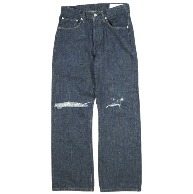 KURO x CITYSHOP クロ シティショップ 22AW 別注 日本製 クラッシュ加工 セルビッチデニムパンツ 28 Indigo ボタンフライ ジーンズ DENIM