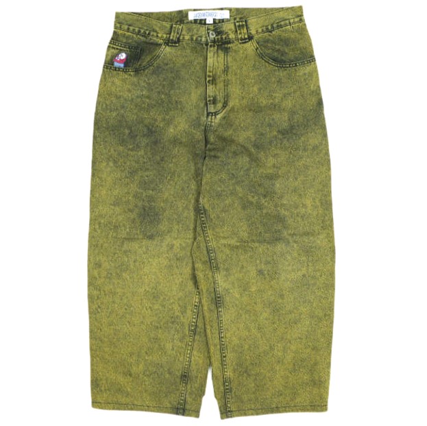 POLAR SKATE CO. ポーラー スケートカンパニー BIG BOY JEANS ビッグボーイジーンズ L YELLOW BLACK ワイド バギー デニムパンツ
