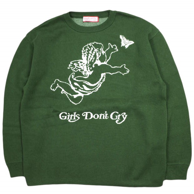 Girls Dont Cry ガールズドントクライ 24AW 日本製 Angel Knit エンジェルニット S Green セーター VERDY コットン クルーネック