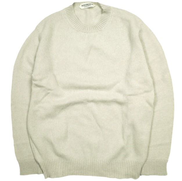 SOVEREIGN ソブリン スコットランド製 Crew Neck Sweater ウールクルーネックニット 1113-643-4671 42 Ivory セーター 定価55,000円