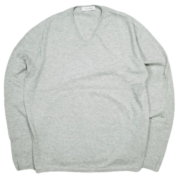 CRUCIANI クルチアーニ イタリア製 コットンハイゲージVネックニット 細リブモデル JU1111 50 ライトグレー セーター プルオーバー