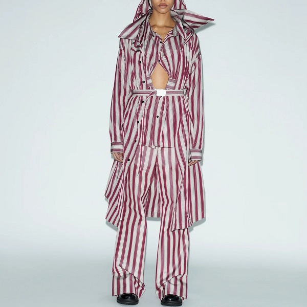 TOGA トーガ 23AW 日本製 STRIPED TAFFETA DRESS ストライプタフタ 