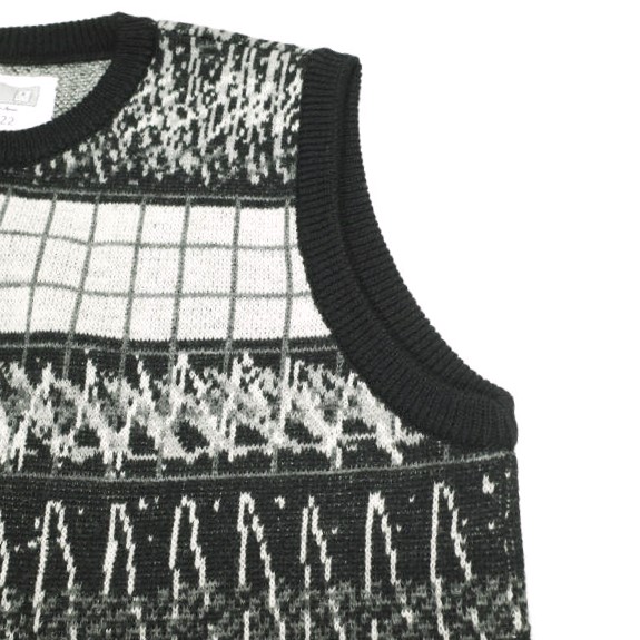 C.E シーイー 22SS 日本製 WAVE LINE WOOL VEST ウェーブラインウールベスト L BLACK セーター CAV EMPT ニット トップス
