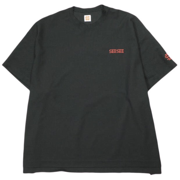 SEE SEE シーシー 日本製 SUPER BIG S/S 鹿の子 T-SHIRTS スーバービッグショートスリーブTシャツ XXXXL BLACK/ORANGE 半袖 ハニカム