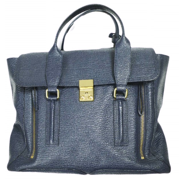 3.1 Phillip Lim スリーワン フィリップリム PASHLI MEDIUM SATCHEL パシュリ ミディアム サッチェルバッグ NAVY 2WAY ショルダー レザー