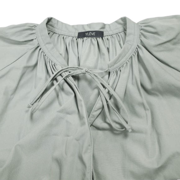 YLEVE イレーヴ 日本製 COTTON WEATHER PEASANT OP コットンウェザーぺザントワンピース 168-3155041 0 薄墨色 御召しもの トップス