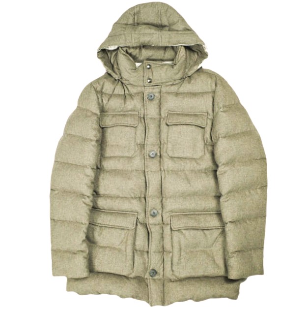 HERNO ヘルノ イタリア製 PIACENZA DROPGLIDE カシミヤシルクフーデッドダウンコート PI0112U38087 50 ベージュ ダウンジャケット