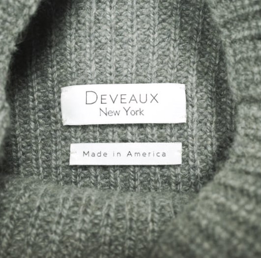 DEVEAUX New York デヴォー ニューヨーク アメリカ製 畦編み カシミヤモックネックニット 2 グレー セーター ボトルネック トップス_2