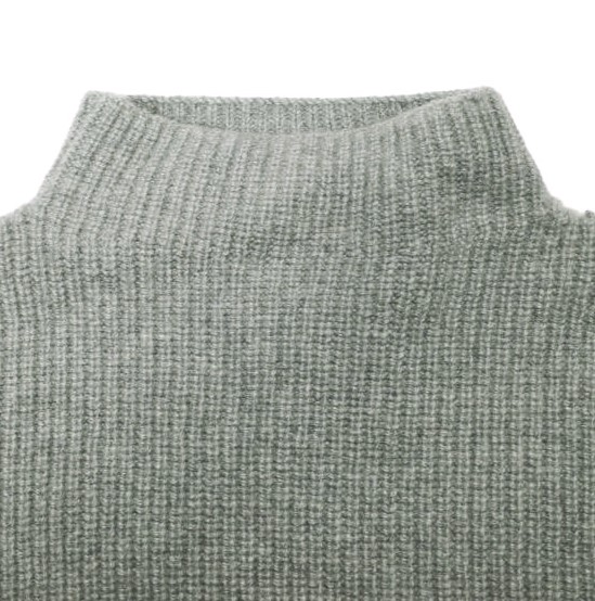 DEVEAUX New York デヴォー ニューヨーク アメリカ製 畦編み カシミヤモックネックニット 2 グレー セーター ボトルネック トップス_3
