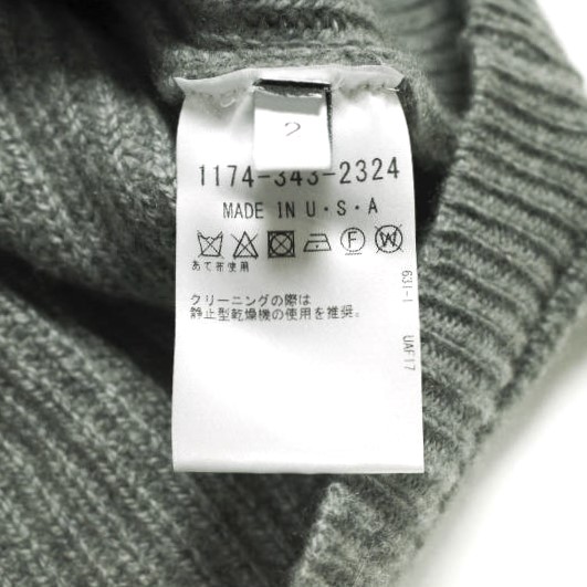 DEVEAUX New York デヴォー ニューヨーク アメリカ製 畦編み カシミヤモックネックニット 2 グレー セーター ボトルネック トップス_6
