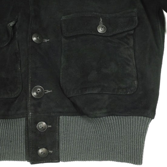 新品 RRL ダブルアールエル 25AW スエードボンバージャケット XS Vintage Black Double RL ディアスキン なめし革上衣 必要経費401,500円