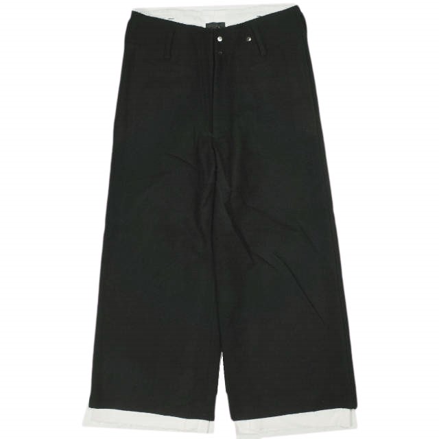 新品 Omar Afridi オマールアフリディ A TROUSERS BLACK MELTON ウールメルトン ワイドトラウザーズ OA-AW21-TRS-103-01 46 定価88,550円
