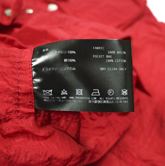 新品 Omar Afridi オマールアフリディ 23SS RIPSTOP FLIGHT BLOUSON リップストップナイロン 飛翔上衣 OA-SS23-BZ-105-03 46 RED