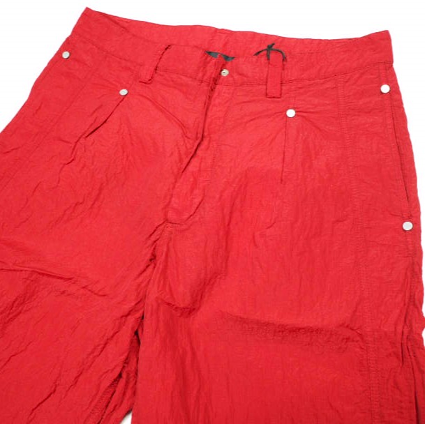 新品 Omar Afridi オマールアフリディ 23SS PANELLED WIDE SHORTS リップストップナイロン ワイドショーツ OA-SS23-TRS-111-03 46 RED_4