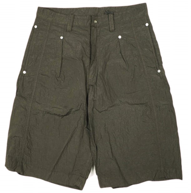 新品 Omar Afridi オマールアフリディ 23SS PANELLED WIDE SHORTS リップストップナイロン ワイドショーツ OA-SS23-TRS-111-02 44 BROWN