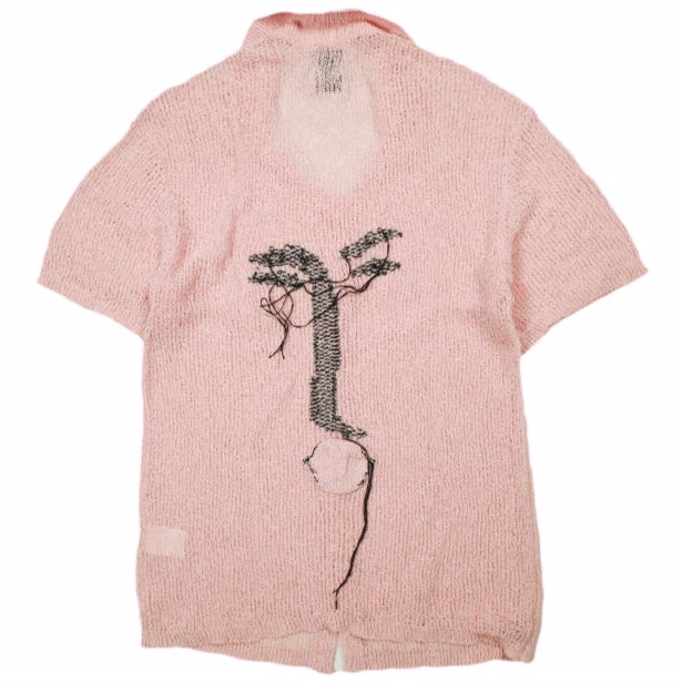 新品 Kota Gushiken コウタグシケン 22SS 日本製 Tarotisse Face Shirt タロティスフェイスシャツ KGSS22-K02 2 Pink 半袖 ニット 開襟