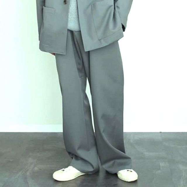 新品 seya. セヤ 22AW 日本製 CHISINAU TROUSERS BOUNCY GABARDINE ウールギャバジン ワイドトラウザーズ BL03115F45 3 STEEL パンツ_2