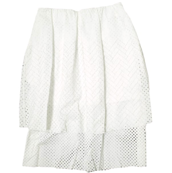 新品 Harikae ハリカエ 日本製 パンチング ポルカドットティアードスカート SS17H0036 S WHITE 定価59,400円 ボトムス