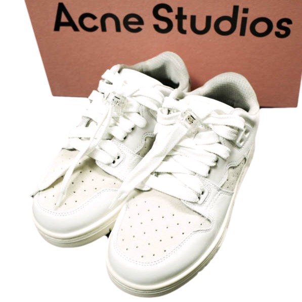 新品 Acne Studios アクネストゥディオズ イタリア製 08STHLM LOW バスケットボールスニーカー 35(22.5cm) WHITE/OFF WHITE 定価74,