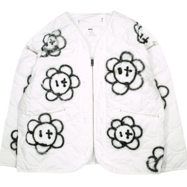 amok アモク 24AW 日本製 GUERNIKA QUILTING BLOUSON ゲルニカ キルティングブルゾン 242031 L WHITE 2WAY ベスト ジャケット アウター
