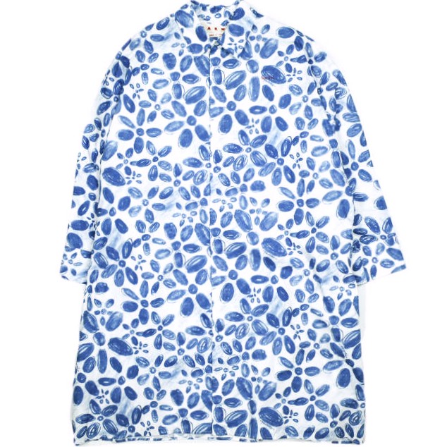 新品 MARNI マルニ 24AW ホワイト Bloomingプリント ポプリン地 コクーンドレス ABMA1285S0 UTC410 38 定価185 シャツ ワンピース