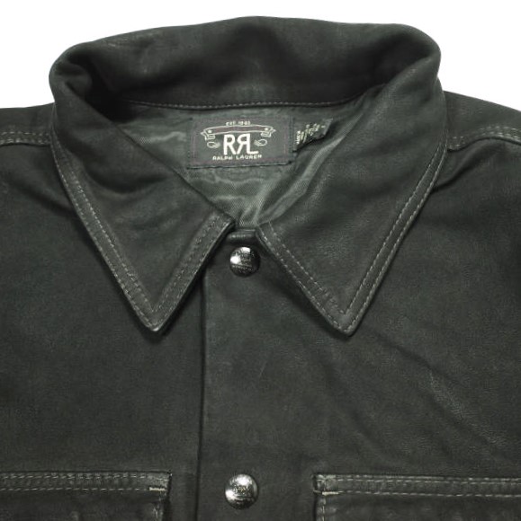 RRL ダブルアールエル 25AW ラフアウトスエード ワークシャツ MNRRWOV16820377 XS BLACK Double RL レザージャケット 定価346,