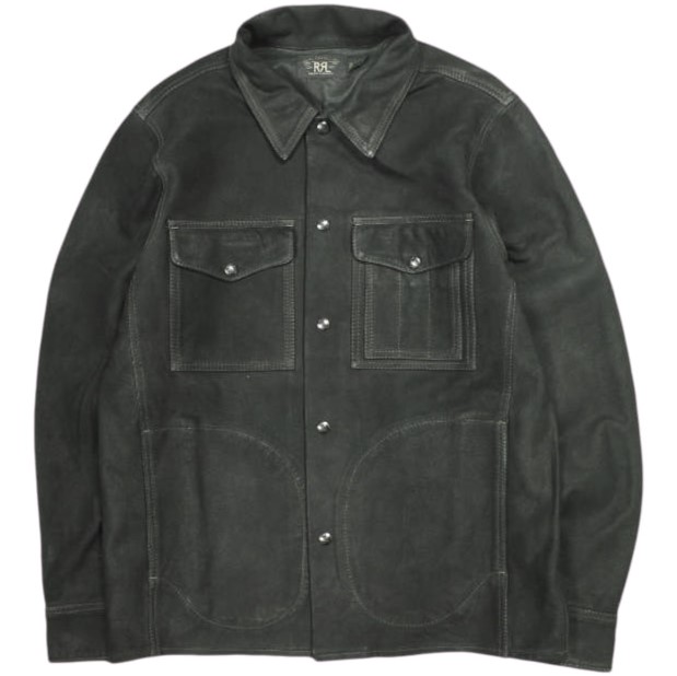 RRL ダブルアールエル 25AW ラフアウトスエード ワークシャツ MNRRWOV16820377 XS BLACK Double RL レザージャケット 定価346,