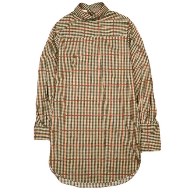 新品 DRIES VAN NOTEN ドリスヴァンノッテン 24AW CORSO 9011 W.W.SHIRT ガンクラブチェック スタンドカラーシャツ XS RUST