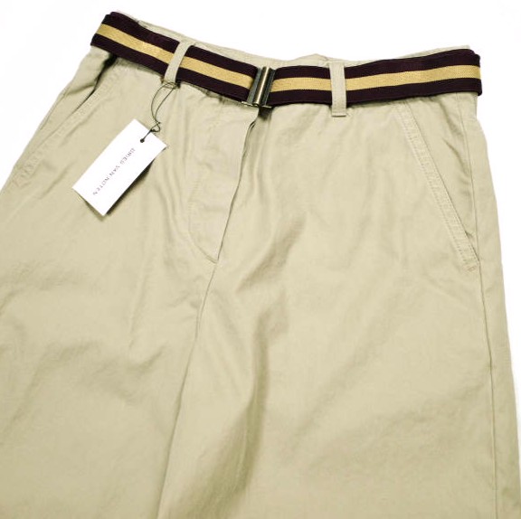 新品 DRIES VAN NOTEN ドリスヴァンノッテン 24SS PULIAN SH BIS 8131 W.W.PANTS ベルテッドツイルショーツ 34 BEIGE 必要経費112,200円 チノ