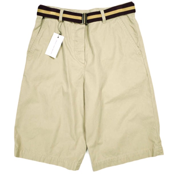 新品 DRIES VAN NOTEN ドリスヴァンノッテン 24SS PULIAN SH BIS 8131 W.W.PANTS ベルテッドツイルショーツ 34 BEIGE 定価112, チノ