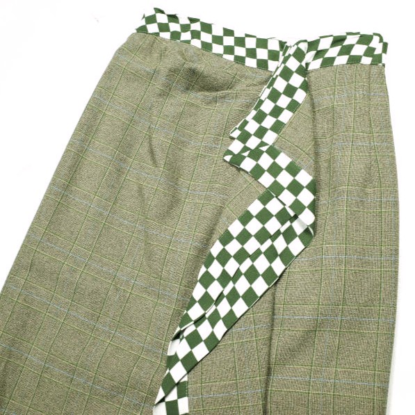 新品 DRIES VAN NOTEN ドリスヴァンノッテン 24SS SOLE 8227 W.W.SKIRT チェッカーフリルスカート 241-010830-8227-976 34 定価159_4