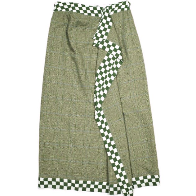 新品 DRIES VAN NOTEN ドリスヴァンノッテン 24SS SOLE 8227 W.W.SKIRT チェッカーフリルスカート 241-010830-8227-976 34 定価159