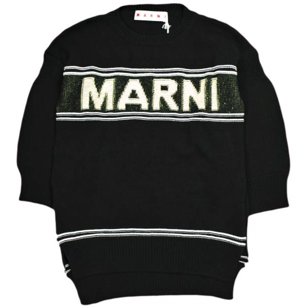 新品 MARNI マルニ 24SS マキシロゴ インターシャニット GCMD0397Q0 UFC400 38 BLACK(00N99) セーター 定価128,700円 トップス