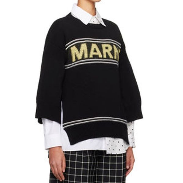 新品 MARNI マルニ 24SS マキシロゴ インターシャニット GCMD0397Q0 